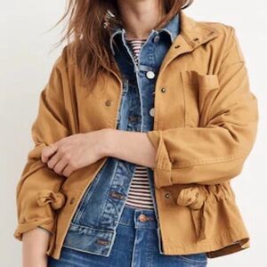 Madewell Southlake Military Jacket Dark Sahara Tan Belted Cinch Waist Size XS